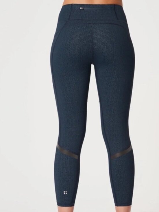 Sweaty Betty Pants - Sweaty Betty The Zero Gravity 7/8 Leggings Navy Mesh High Waisted Size Small